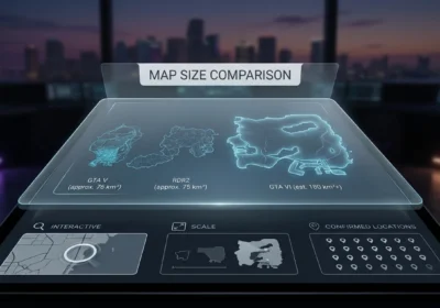 GTA 6 map size concept showing a sprawling coastal city and surrounding countryside