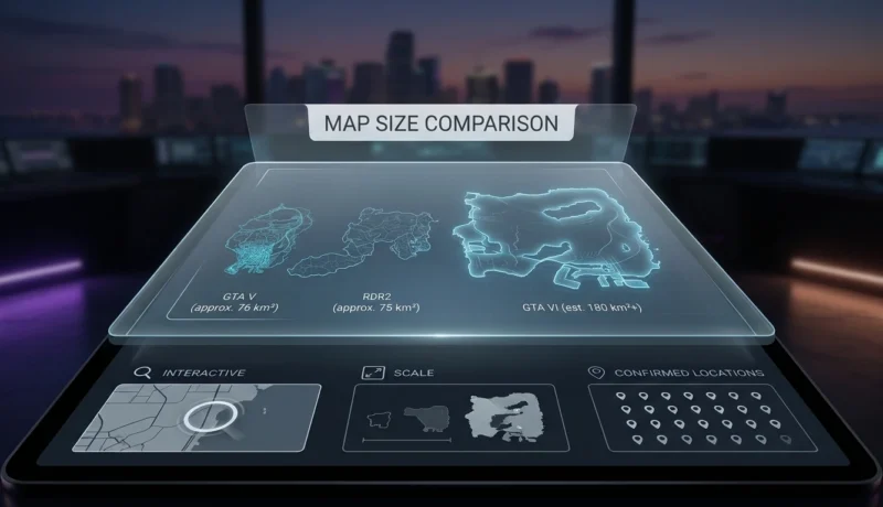 GTA 6 map size concept showing a sprawling coastal city and surrounding countryside